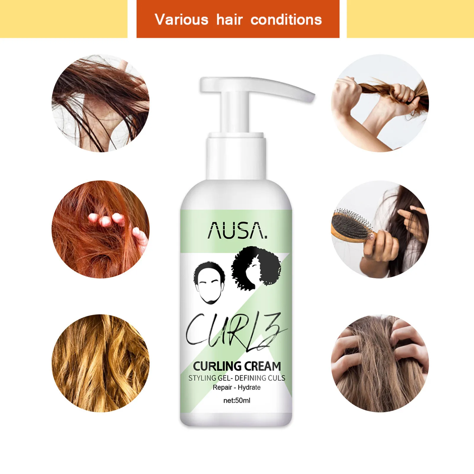 Hair Curl Spray 50ml Curly Curlie Revive Spray Enhances Natural Wave Curl Boost Cream Fluffy Hair Styling Products curly hair styling cream