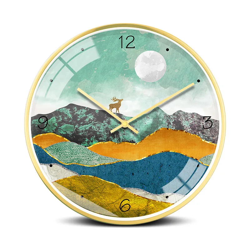

New Wall Clocks 3D INS Landscape Picture Wall Clock Nordic Minimalist Wall Clock Large Size Silent Movement Clocks For Living Ro