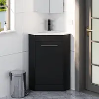 Corner Bathroom Vanity Sink Combo High Space Utilization Durable Construction Soft Closing System Easy to Clean  Included 2