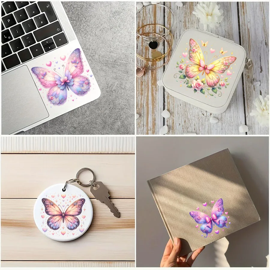 12pcs Butterflies DIY UV DTF Cup Wrap Transfer Sticker Glass Coffee Mugs Greeting Cards School Handmade Birthday Party Decor dtf transfer sticker