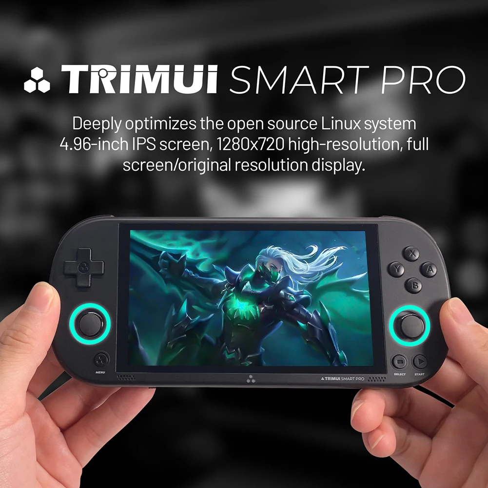 Trimui Ʈ  ޴  ܼ, 4.96 ġ IPS HD ũ  ÷̾, ޴ Ʈ ̵ ũ̼ ,  