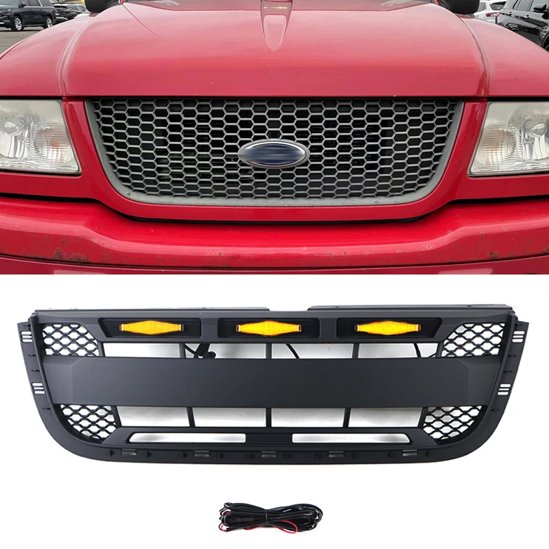 

Fit for 2001 2002 2003 Ford Ranger with LED light decoration on the grille, front bumper grille accessories
