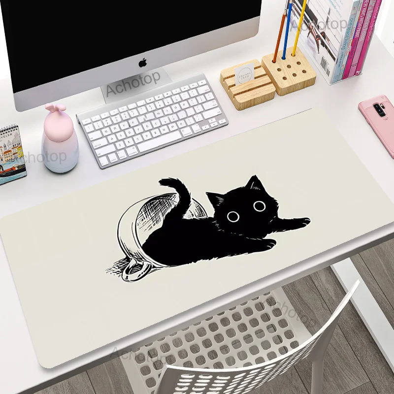 Mouse pad para jogos, gatinho fofo gato preto e branco, mouse pad para  computador cat158