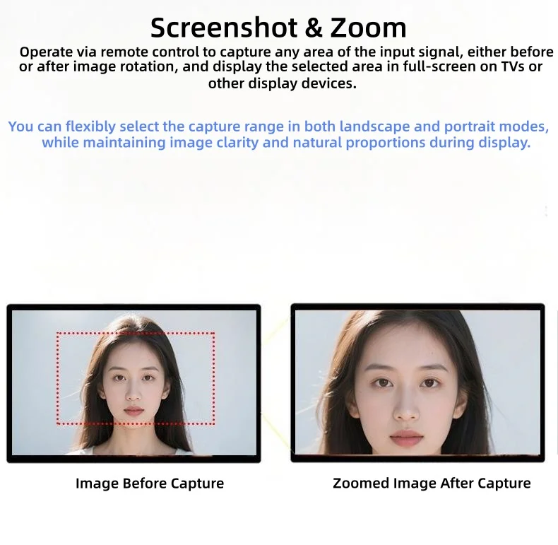 4K 60Hz 비디오 회전기 90도 ° /180 ° /270 °   회전 플립 H DMI/DP 독립 오디오 스크린샷 줌 기능 (휴대폰 드론 라이브 스트리밍용)