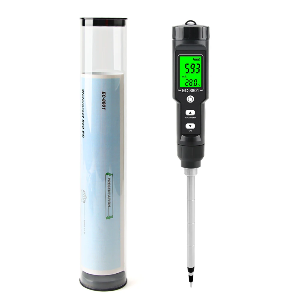 Soil EC Tester 0.00~10.00mS/cm Conductivity Soil EC PH Meter Detachable Probe Au