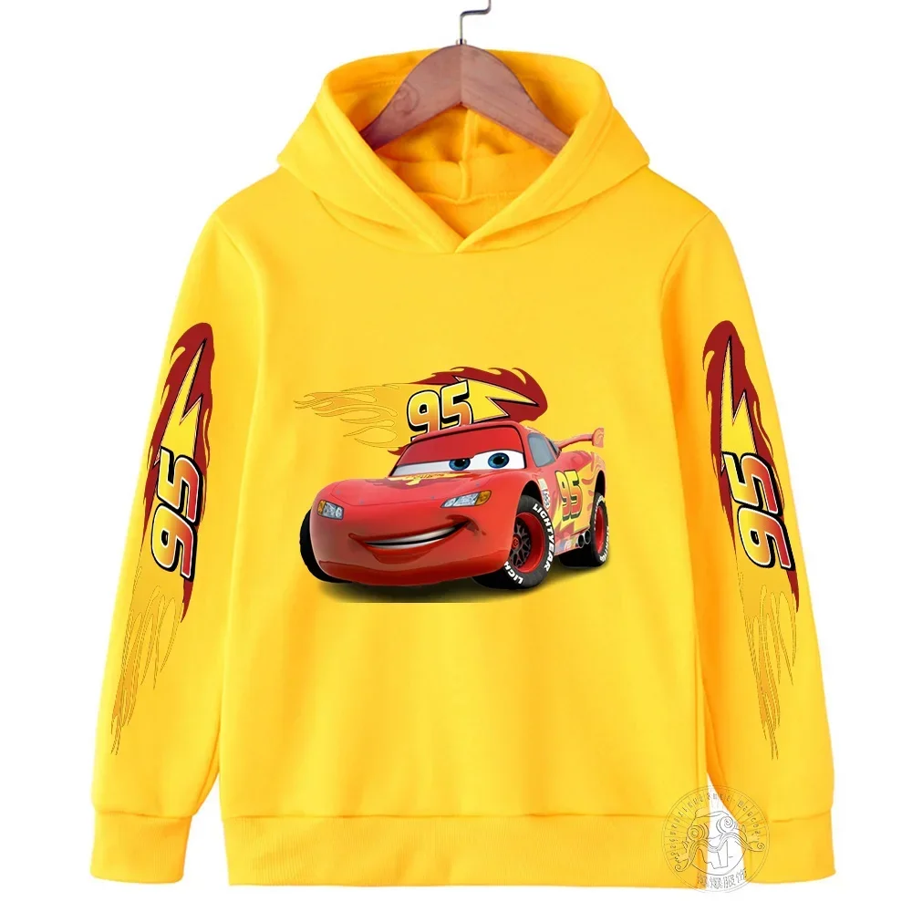 Children Hoodie Disney Car Lightning McQueen Cartoon Autumn Cute Anime Printed Kid Boy Girl Pullover Sweatshirt