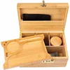 New Bamboo Storage Box with Lock Movable Rolling Tray Tea Cigarettes Operationed Trays Cut Tobacco Reel Handmade Large Stash Kit 5