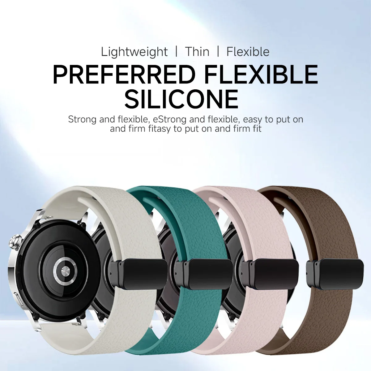 Magnetic Silicone Strap for Smartwatch - 20mm/22mm, Versatile Fit Bracelet