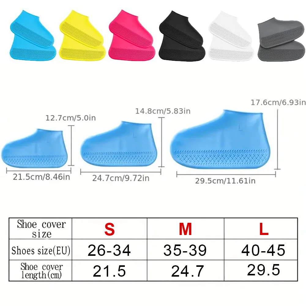 Thicken Waterproof Silicone Shoes Covers Reusable Non-Slip Wear-Resistant Sneaker Rain Boot Cover Protector For Rainy Day Beach