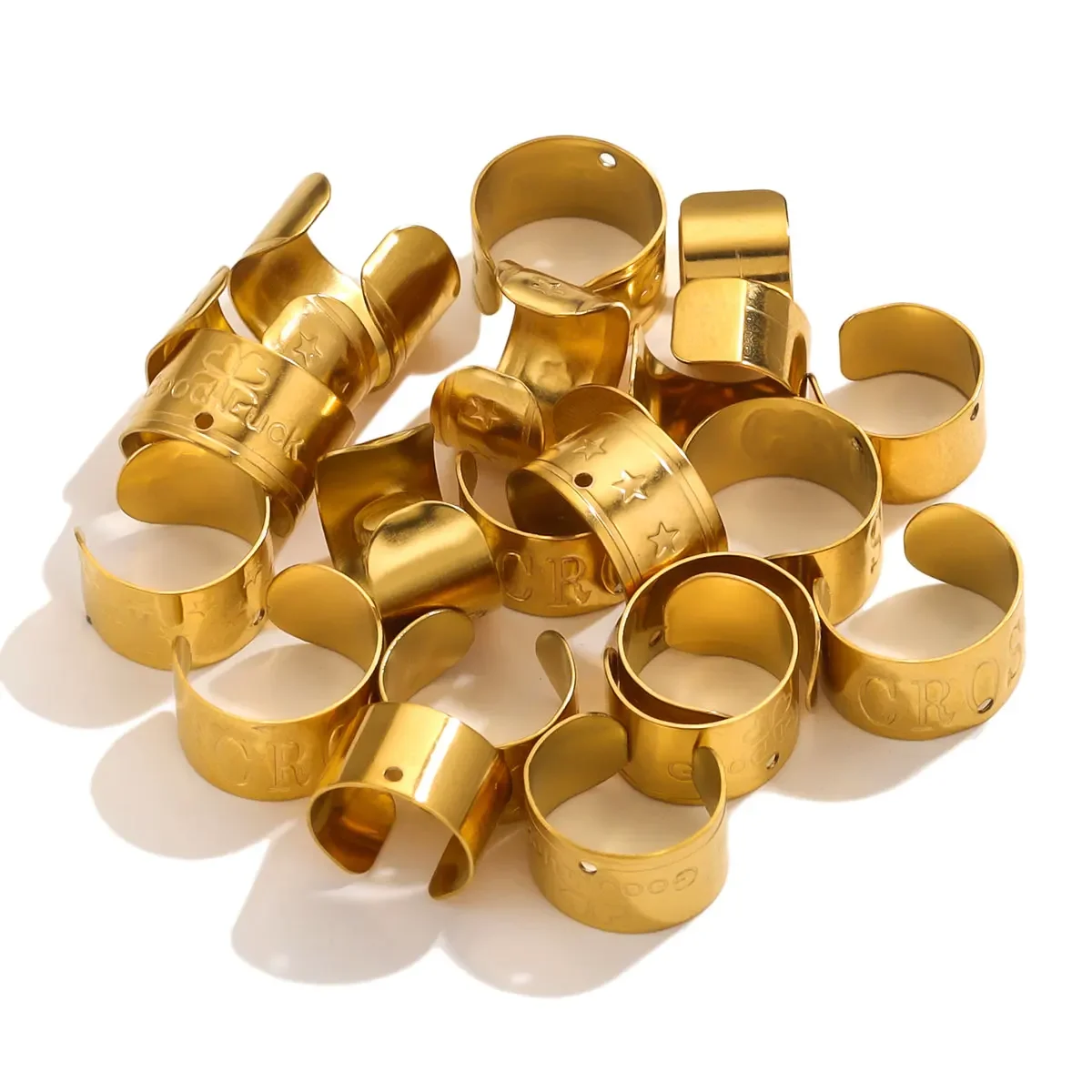 10pcs Stainless Steel PVD 18K Gold plated Punk Rock Ear Clip Cuff Wrap Earrings No Piercing Wrap for DIY Jewelry Making Supplies