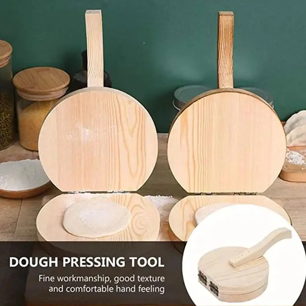 1pc Wooden Manual Dough Press Roller Corn Tortilla Bun Baking Pastry Press Mold Kitchen Dumpling Maker Skin Skin B1U2 dumpling maker,tortilla press