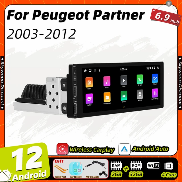 Peugeot Partner Android 10.0 Autoradio DVD GPS avec 8-Core 4Go+64Go  Bluetooth Parrot - 7 Android 10.0 Lecteur DVD GPS Radio Stéréo Navigation  pour Peugeot Partner (De 2008)