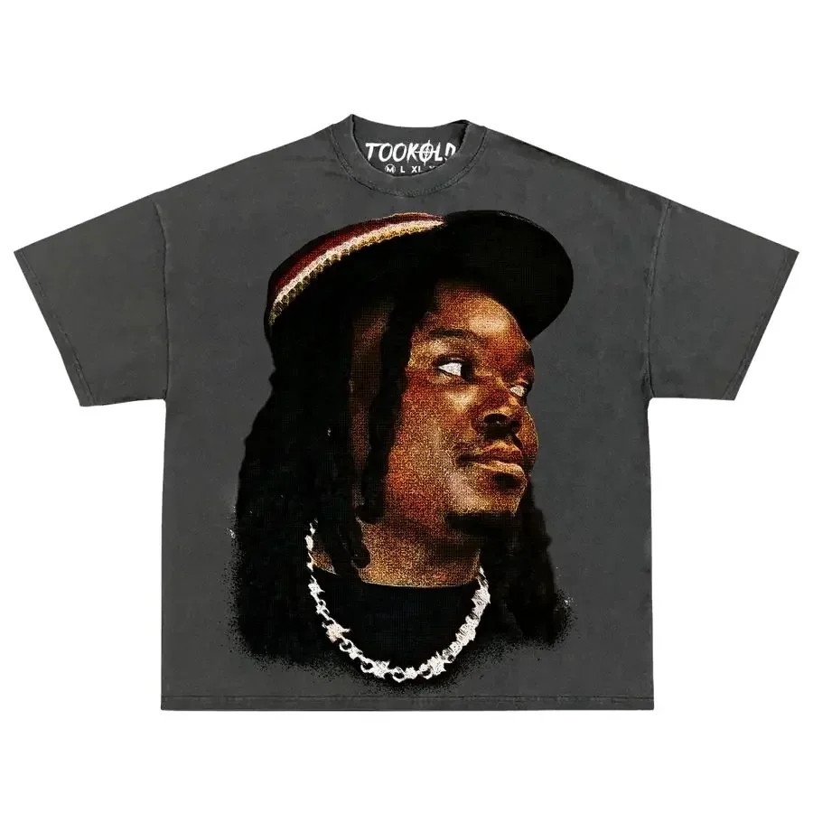 thumbnail image 1 of Camisetas de estilo hip hop con estampado de retrato de cabeza grande de moda Harajuku para mujer, camisetas de manga corta de gran tamaño con diseño INS Sense, camisetas estilo callejero americano Y2, 1 of 5