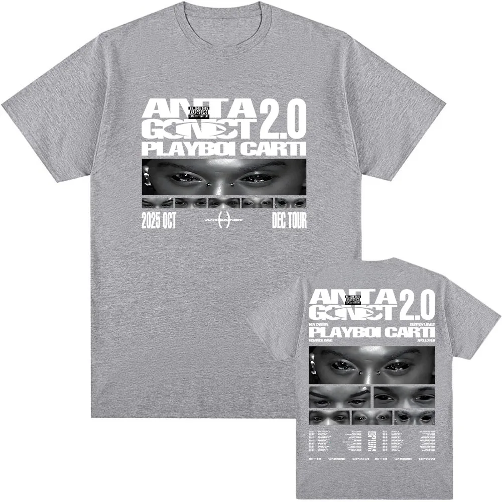 PLAYBOY CART ANTAGONIST TOUR T-shirt 2026 Summer Men's T-shirt Casual Fashion Singer Pattern T-shirt Printed Cotton Y2K T-shirt