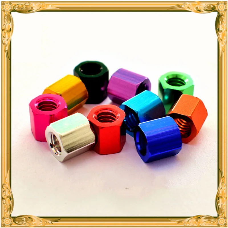 

2Pcs M2*5.0*4.7mm Colored Aluminum Alloy Hexagonal Studs Long Hex Nuts Rod Coupling Nuts Connection Thread Anodized Hex Nut