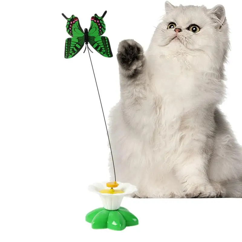 

Automatic Cat Toy 360 Rotating Auto Interactive Cat Toys Battery Powered Hands-Free Natural Bird Cat Wand Toy As Cat Gifts