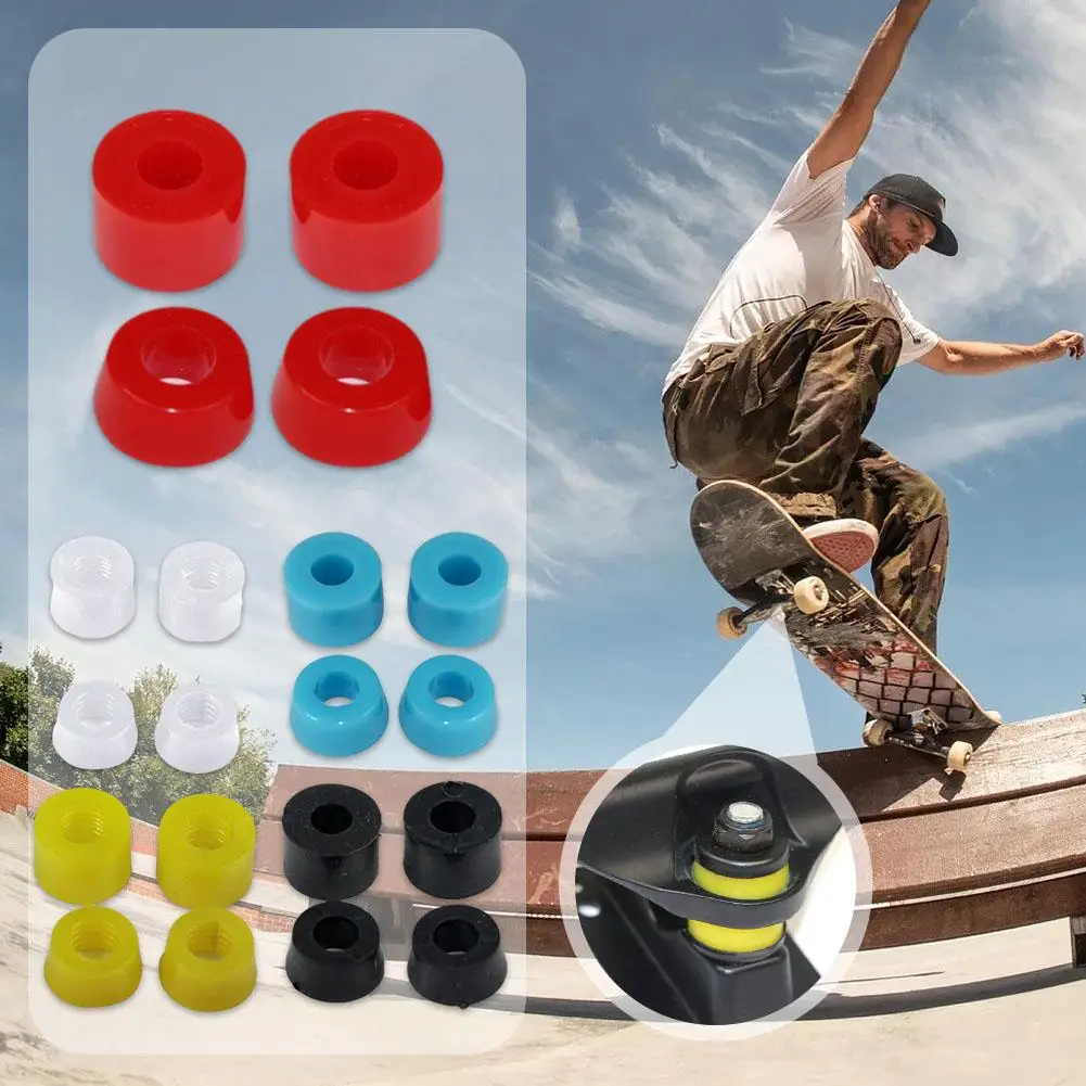 4pcs/set Skateboard PU Rubber Shock Absorber Colorful Shock Pad Set Hard Longboard Top/Bottom Bush Washers