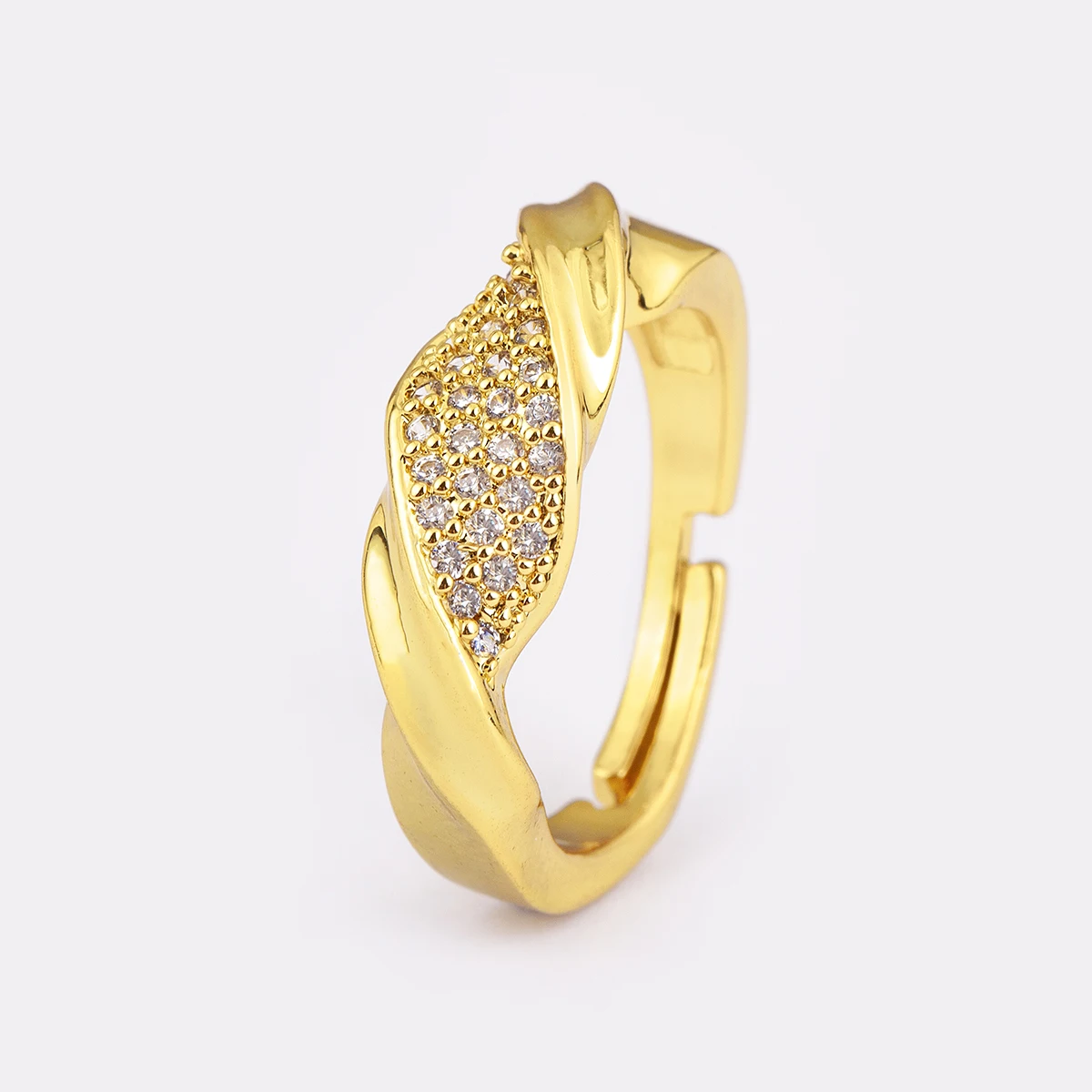 Nidin High Quality Copper Micro Inlaid Zircon Irregular Geometric Rings Adjustable For Female Male Wedding Party Finger Jewelry