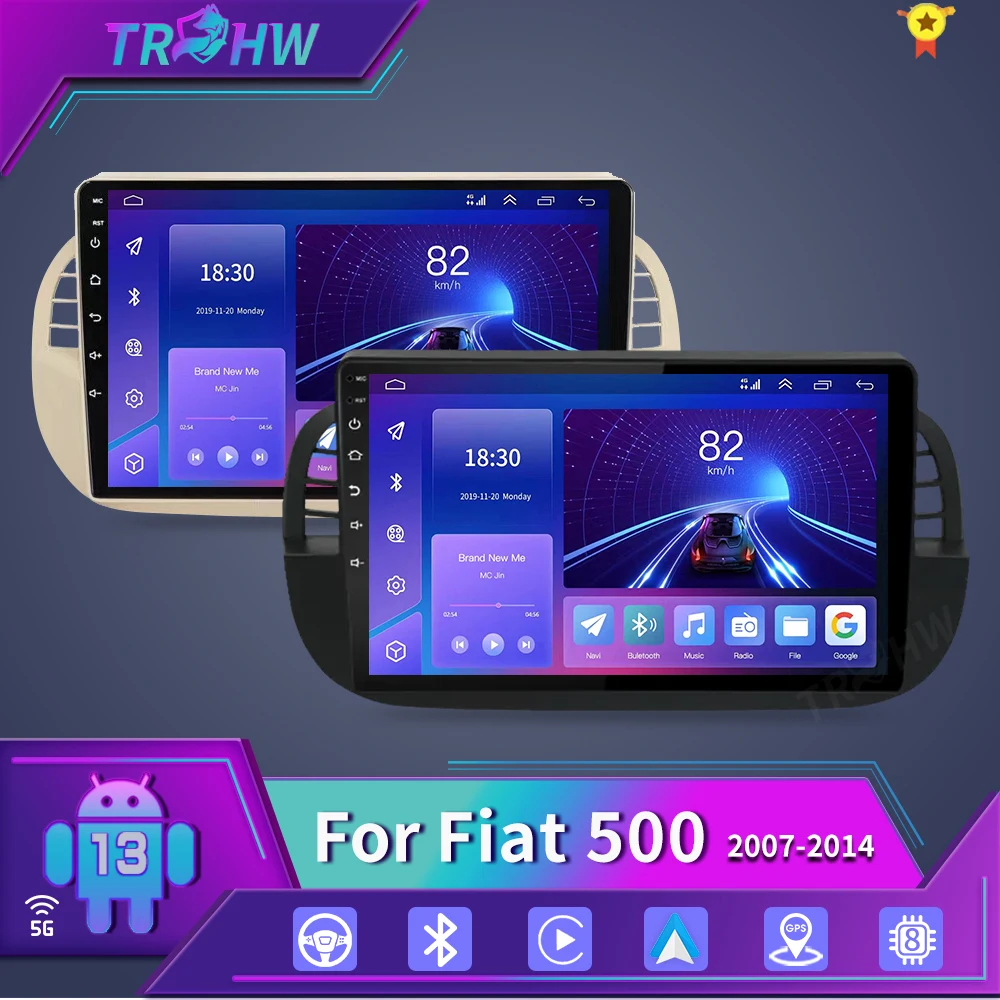 Per Fiat 500 Abarth 2007-2015 Lettore Multimediale Stereo Autoaudio Navigazione Gps Video Auto Carplay Ips Android 13 Autoradio