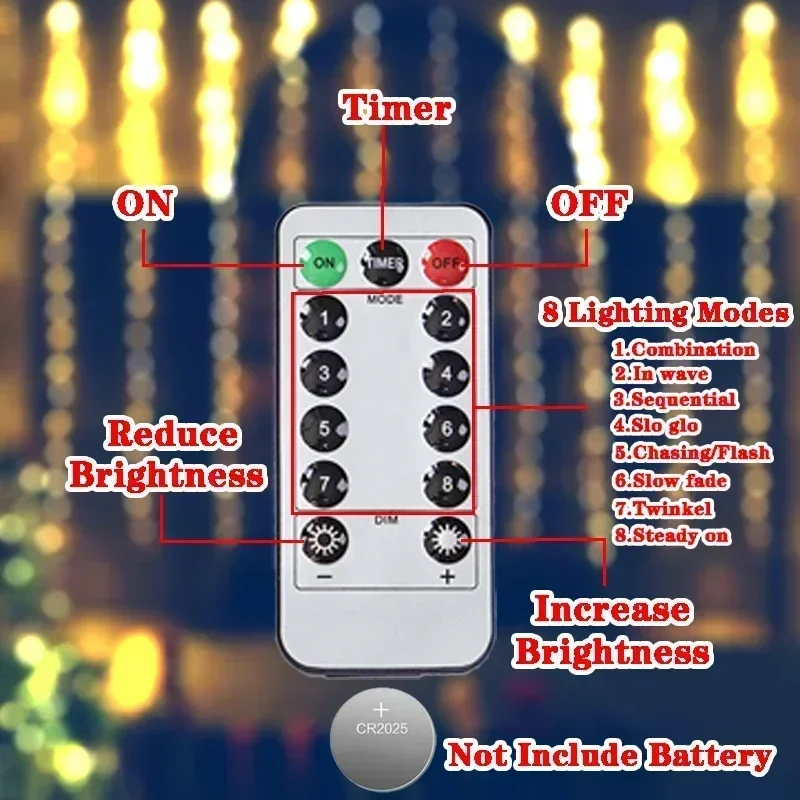 Remote 8 Modes Festoon LED Fairy Silver Copper Wire String Light Battery Box Garland Light Wedding Party Christmas Decoration