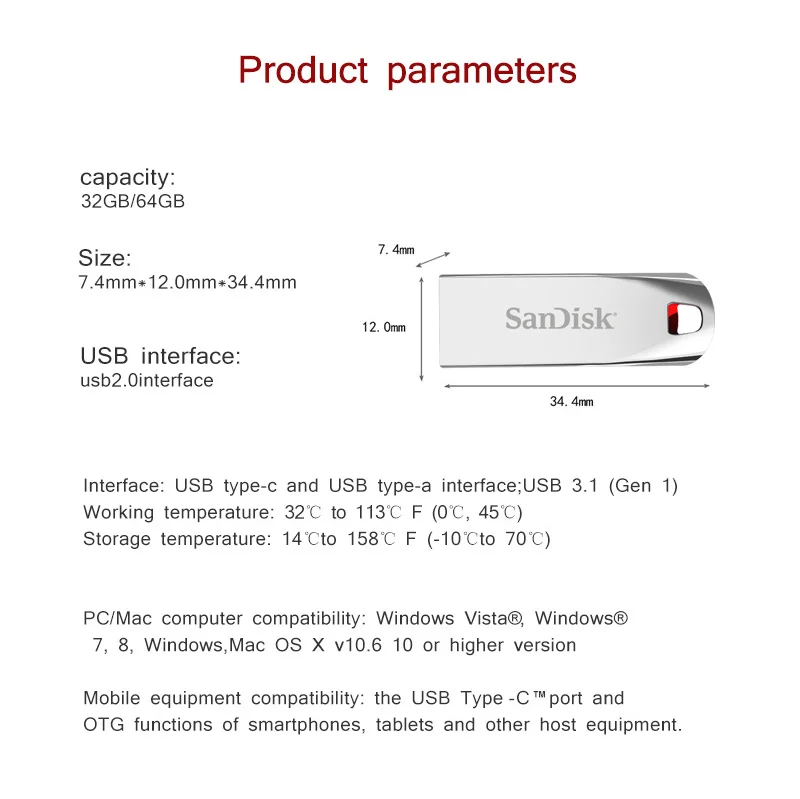 usb for sale Original SanDisk Cruzer Force USB Flash Pendrive 32GB 64GB Metal Memory Stick USB 2.0 Flash Disk U Stick For Computer personalised usb sticks