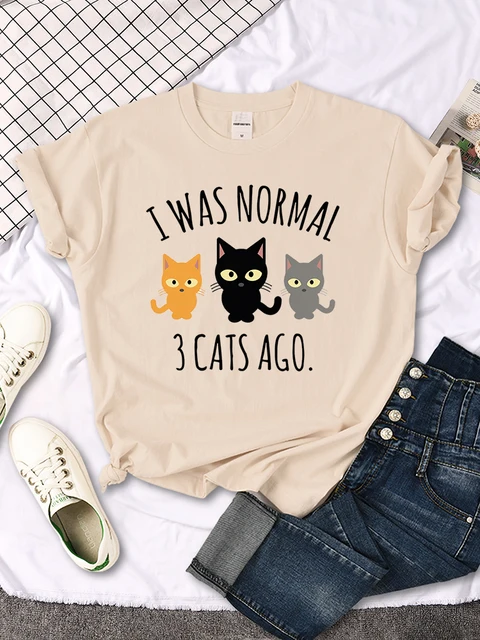 J tais normal il y a 3 chats imprim T shirt pour femmes d t