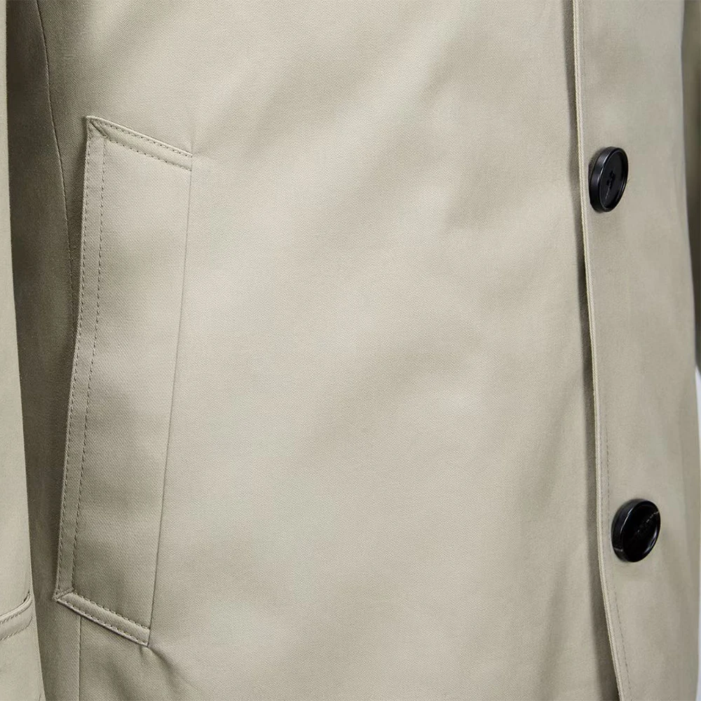 Luxury Cotton Trench Coat Men Spring Summer Trench Coats Jackets For Men Fashion Beige Long Coat Men Mens Jacket