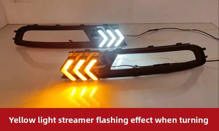 Car Daytime Running Lights Front Fog Light Yellow Streamer Steering DRL 12V Daylights For VW Volkswagen Passat B8 2017 2018 2019 detail image 10