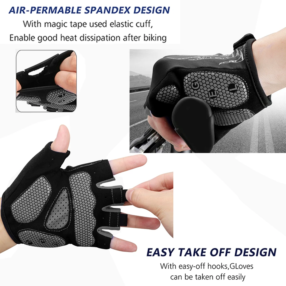Bike Gloves Half Finger 5MM Gel Pads Breathable Mountain Road Cycling Shock-absorbing for Men cycling gloves
