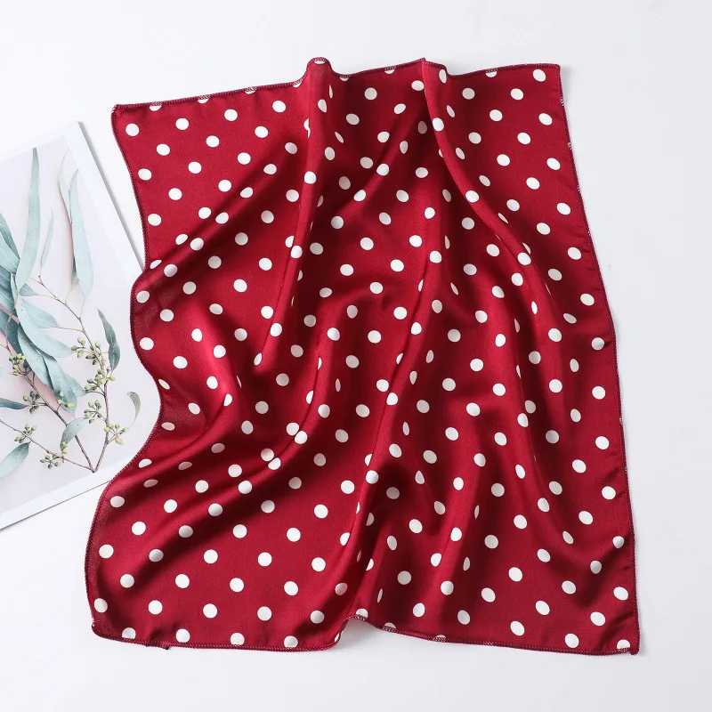 Dot Print Design Luxus Kleine 50 cm Platz Frauen Seidenschal Taschentuch Haarband Dekorieren Schals Bandana – Detail 18