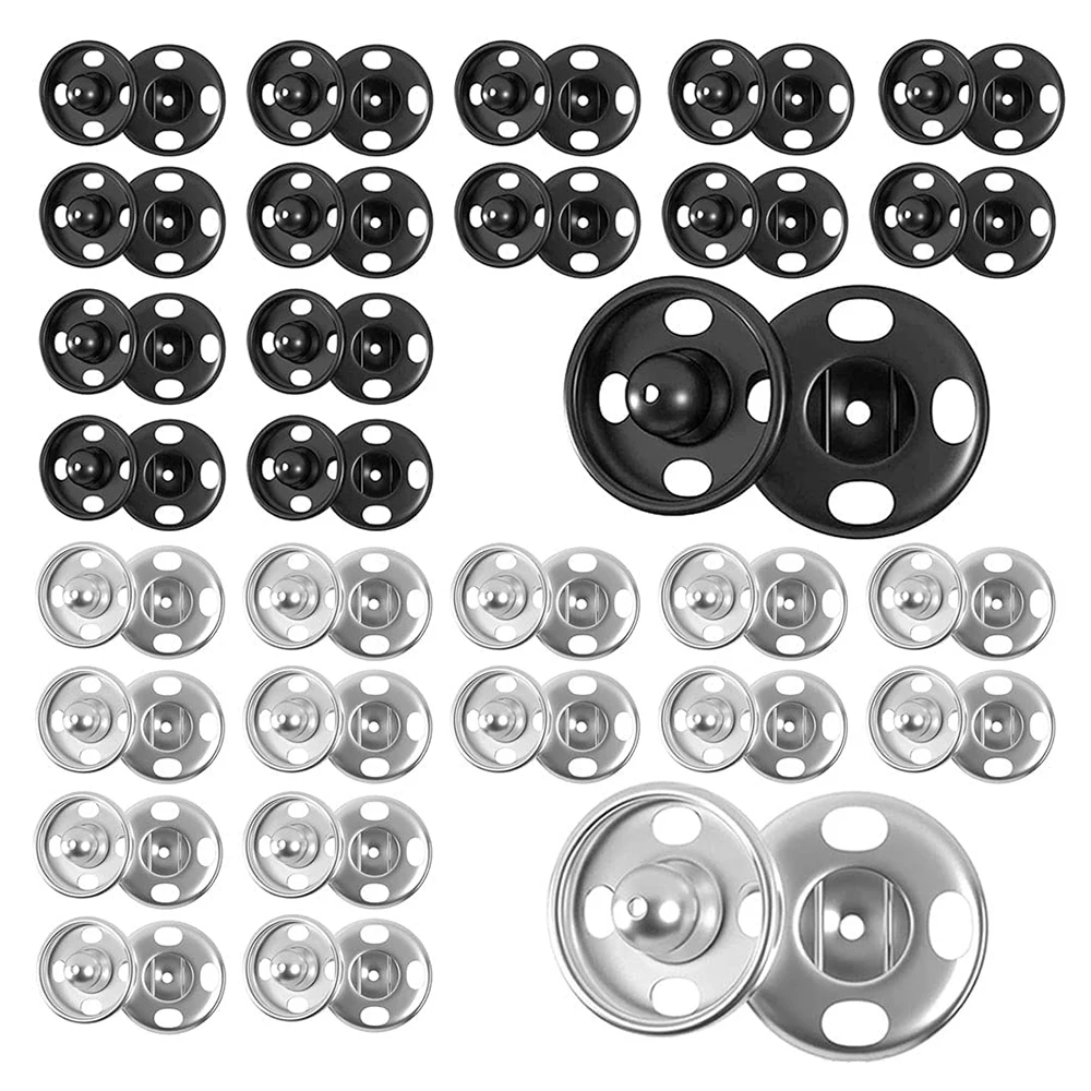 Bottoni Invisibili Fai-Da-Te 20 Set Bottoni Automatici Da Cucire Bottoni Automatici In Metallo Bottoni Automatici In Argento Nero Per Borse Per Vestit