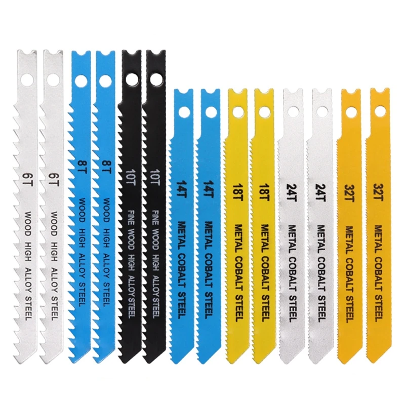 FOXBC 14Pcs Jig Saw U Shape Blades 6/8/10/14/18/24/32 TPI for Wood