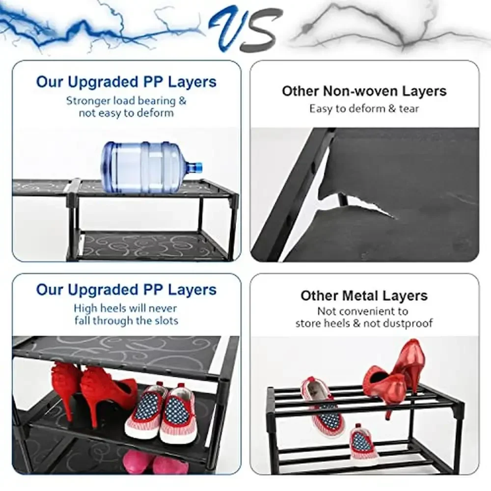 Large Shoe Rack with Visual Cabinet Door Holds 32-38 Pairs 8 Boot Storage Cells Sturdy Shoe Organizer Cabinet 5
