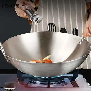 Stainless Steel Wok with Double Handles 1