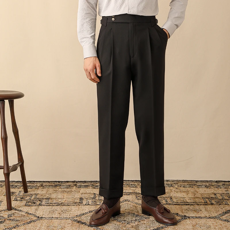 

2024 Men High Waist Straight Suit Pants Formal Trouser Large Size Classic Clothing Business Dress Summer Autumn High Quality L11
