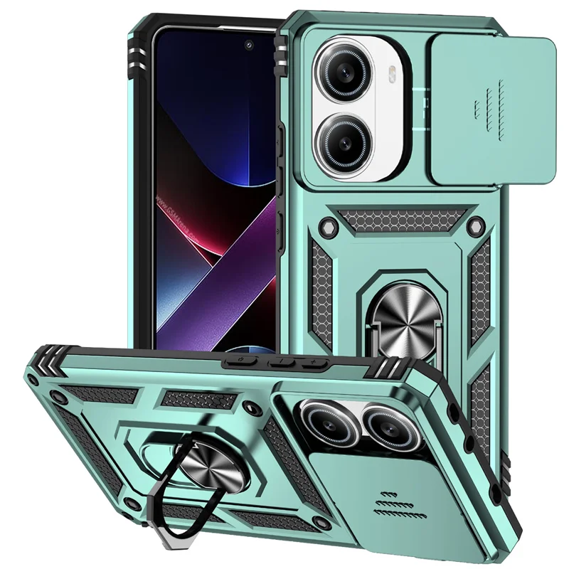 Armor  with Slide Lens Protector and Ring Stand - Durable Back Cover Case