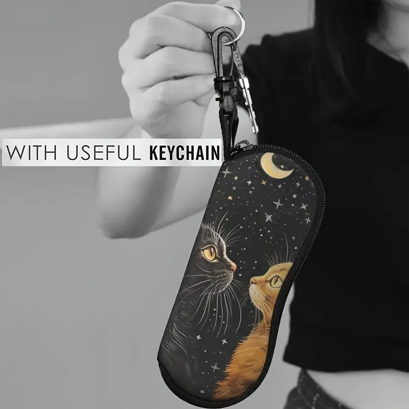 Women's Ideal Gift Double Cat Patterned Glasses Storage Box for Christmas