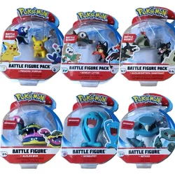 Original Pokemon Battle Figure Pack Pocket Monster Pikachu Popplio Rowlet Litten Wobbuffet Metang Figurine Anime Toys Models