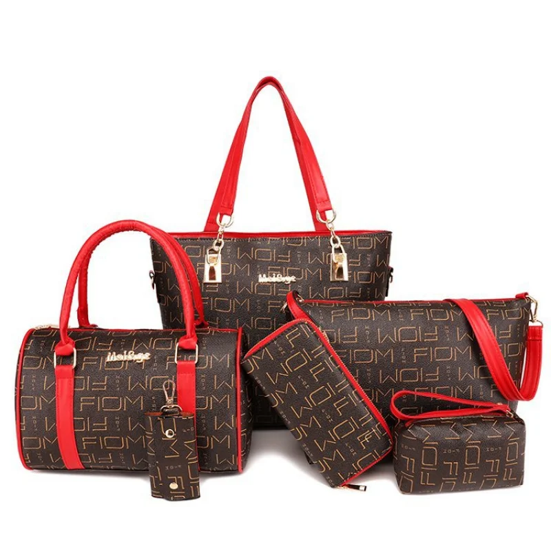 New trendy women's bag with letters, hand-held, single shoulder, diagonal cross, mother bag, six piece set