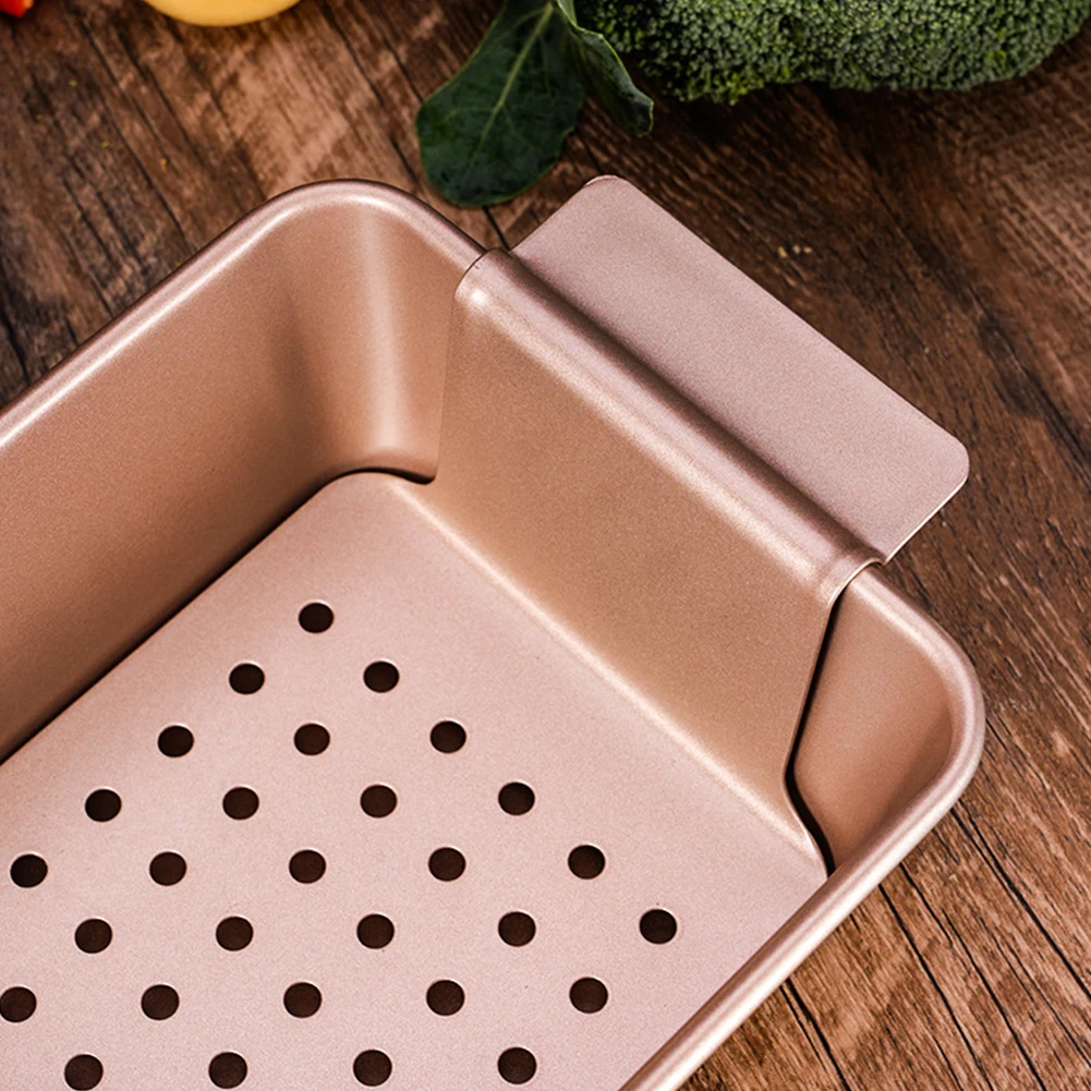 Rectangular Toast Baking Pan with Drainage Tray Pie Meatloaf Metal Pan Nonstick Household Bread Bake Mold Home Kitchen Tools