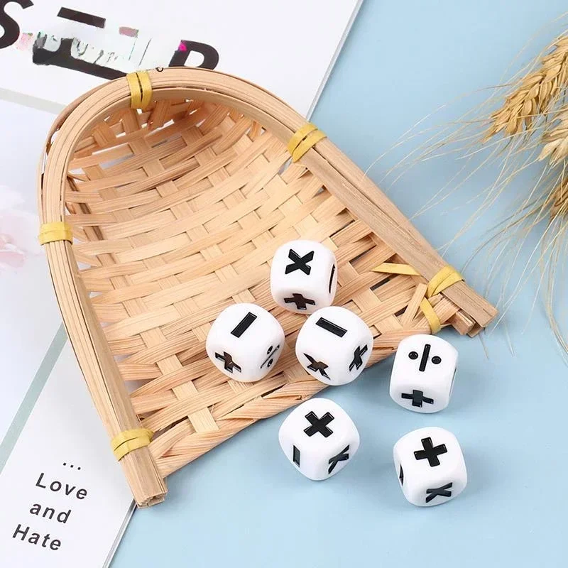6Pcs Resin Addition Subtraction Multiplication Division Symbol Dice Operation Props Kids Educational Assist Accessories 16mm New