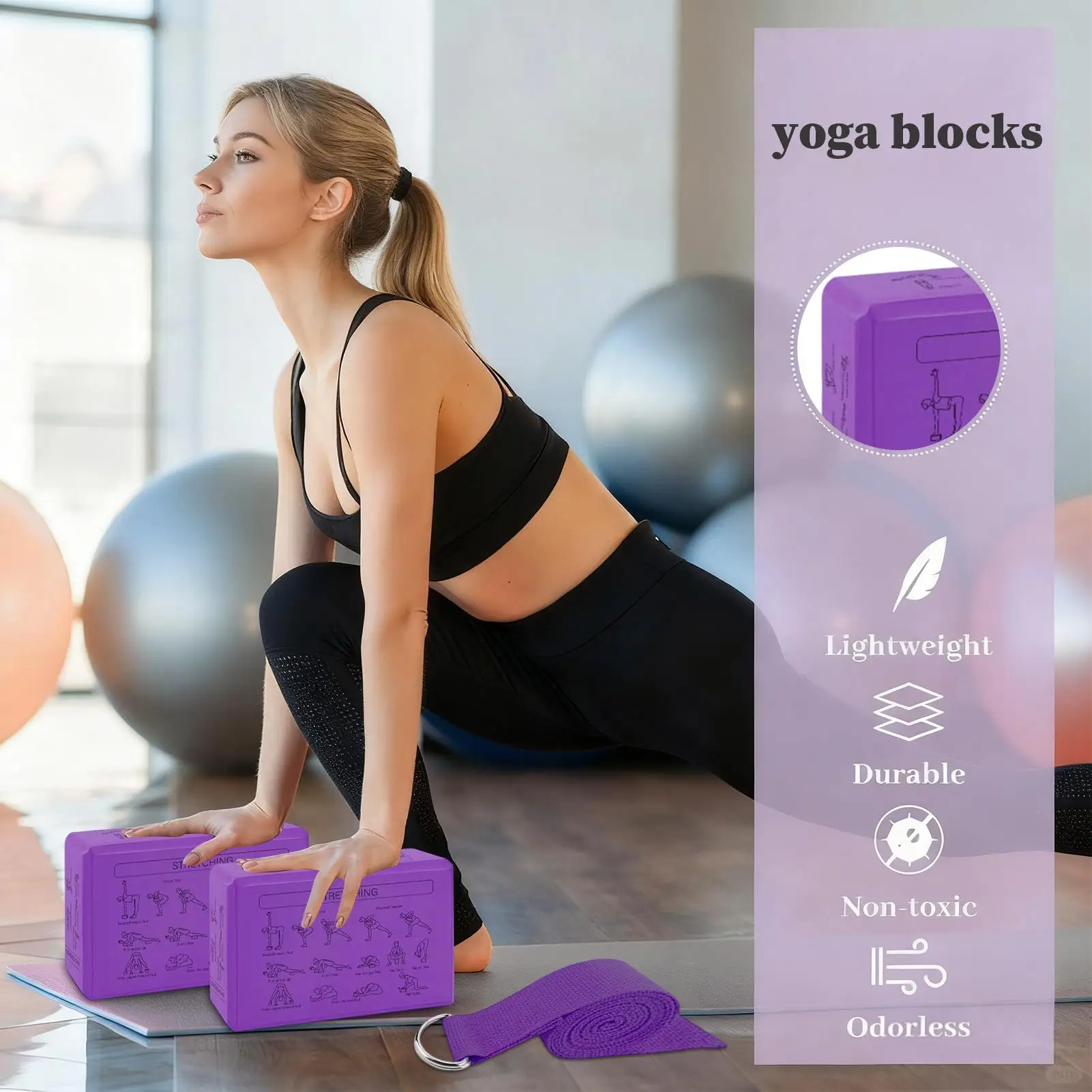 2pcs EVA Gym Blocks Foam Brick Training Exercise Fitness Equipment Dance Yoga Auxiliary Tool Stretching Body Shaping Yoga Blocks
