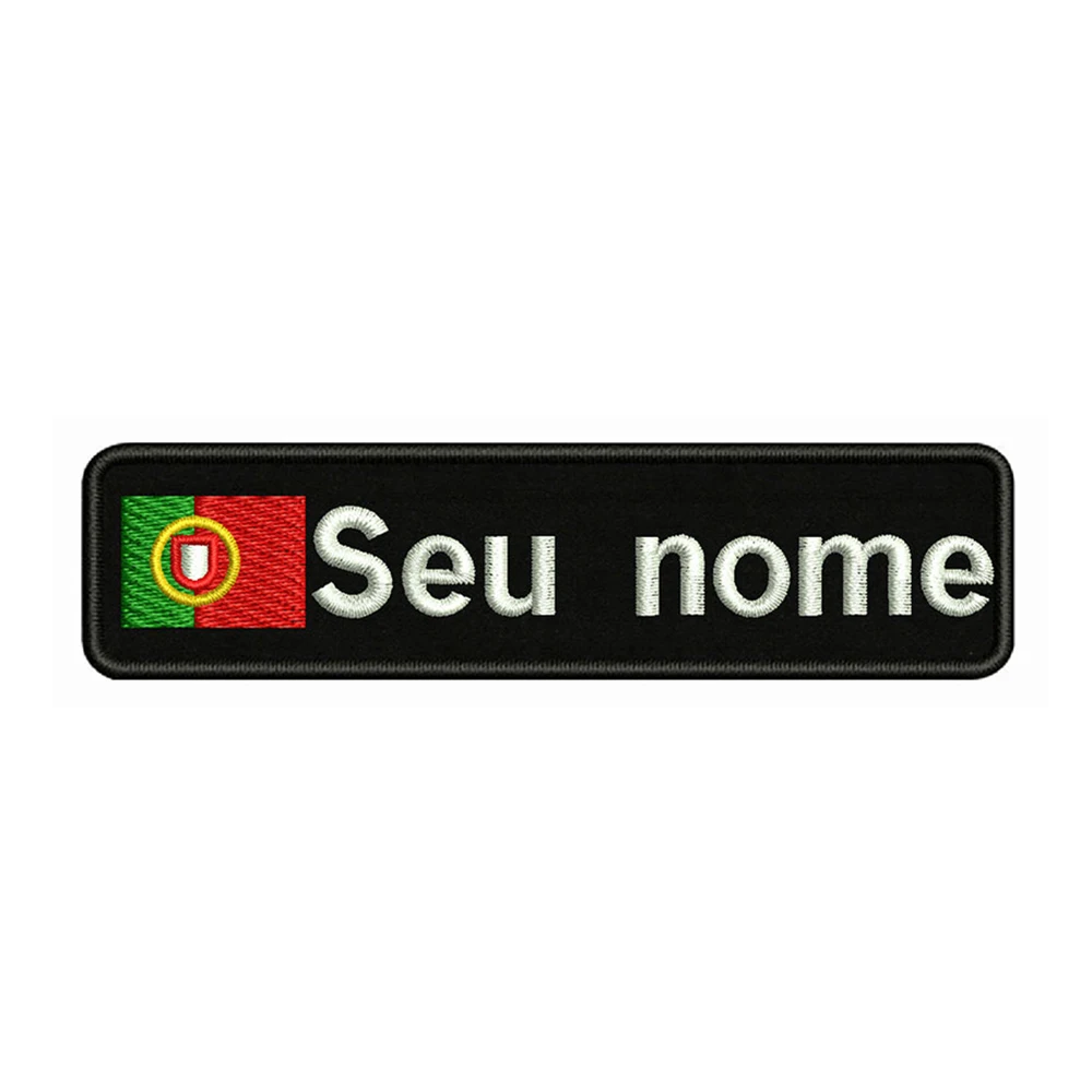 Clothing Patches Embroidered Patches Custom Name Patches Portuguese Flag 10X2.5cm Embroidery Name Text Patch Stripes Badge Iron On