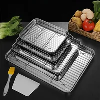 Kitchen Food Storage Tray Stainless Steel Serving Plates BBQ Steamed Spices Buffet Dishes Household Organizers Utensils 1