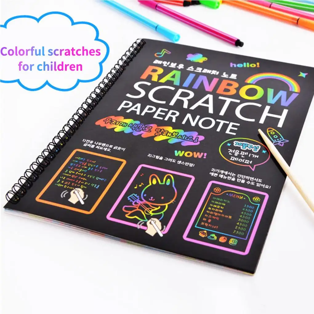 2pcs Large-sized For Scratch Art Book Wear-resistant Rainbow Scratch Paper