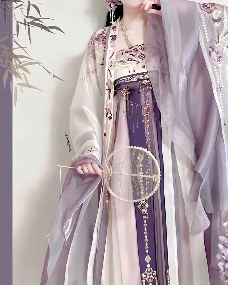 

Лето 2024, Hanfu, Женский Традиционный китайский косплей, сказочный костюм, Старинное платье ханьфу, фиолетовое платье для дня рождения, приблизительно XL