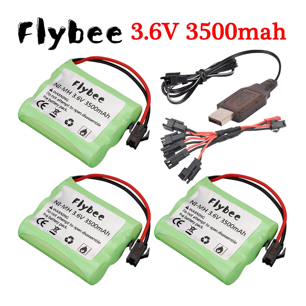 Batteria Ni-Mh 3.6V 3500Mah + Caricabatterie 3.6V Per Rc Toy Car Tank Train Robot Boat Gun Aa 3.6V 3000Mah Batteria Ricaricabile