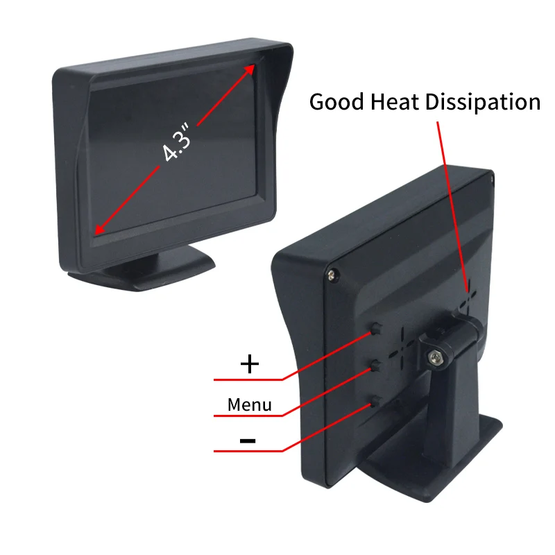 Monitor per Auto HIPPCRON da 4,3 Pollici, Facile da Installare, Display HD per Retromarcia, Assistenza al Parcheggio Universale 12V - immagine 6