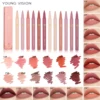 12 color matte liquid lipliner sponge gourd head fog surface bare color waterproof lip glaze red pen 3