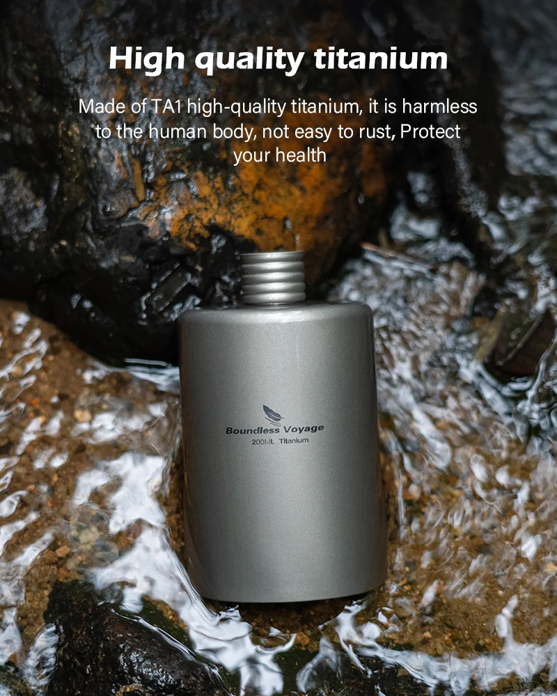 Description Picture 2 of itemBoundless Voyage 200ml Titanium Pocket Flagon Camping Portable Alcohol Bottle Drink Sports Outdoor Hip Flask Picnic Wine Bottle